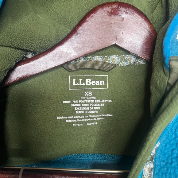 Vintage Women’s LL Bean Mountain Pile Fleece Hooded Zip Up. Blue Turquoise. XS - Picture 6 of 6
